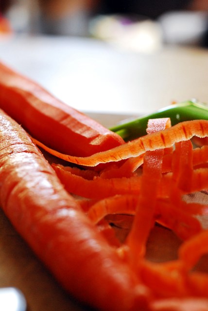 Peeled carrots for stew