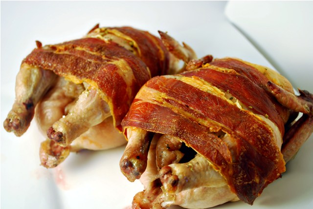 Cornish hens awaiting carving