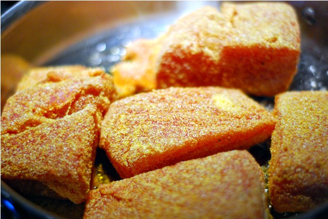 Frying Cornmeal Crusted Salmon