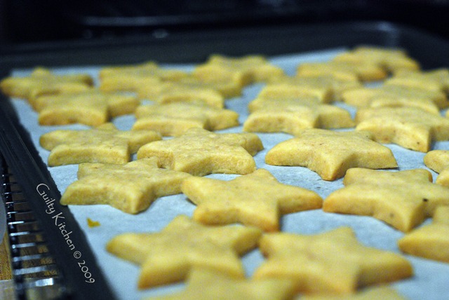 Eggnog Shortbread stars dipped in white chocolate