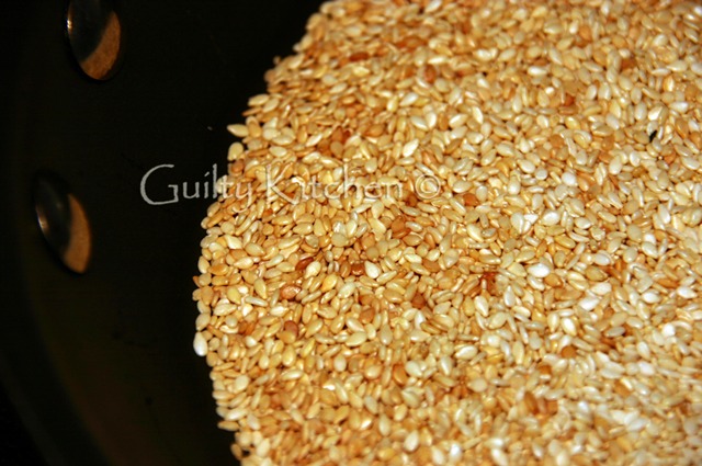 Sesame seeds roasting for Parmesan Sesame Twists