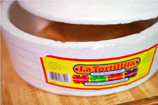 Styrofoam tortilla warmer from Mexico