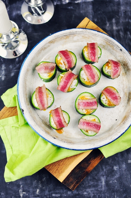 Seared Coconut Curry Beef Cucumber Cups