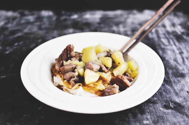 Roasted Apple Pork Noodle Bowls