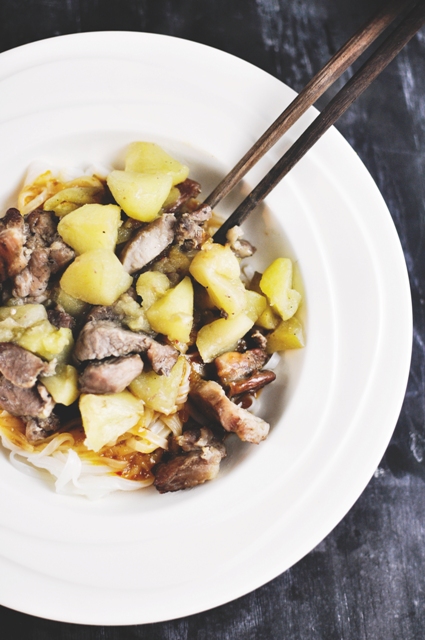 Roasted Apple Pork Noodle Bowls