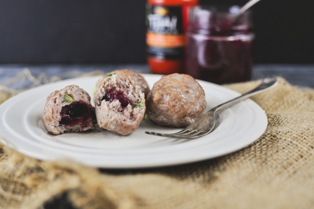 Spicy Cranberry Stuffed Pork Balls