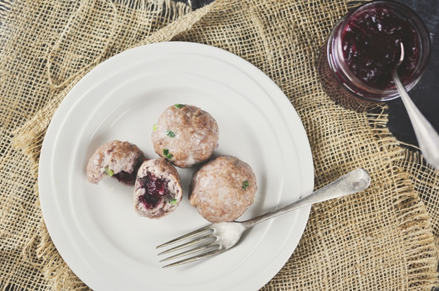 Spicy Cranberry Stuffed pork balls