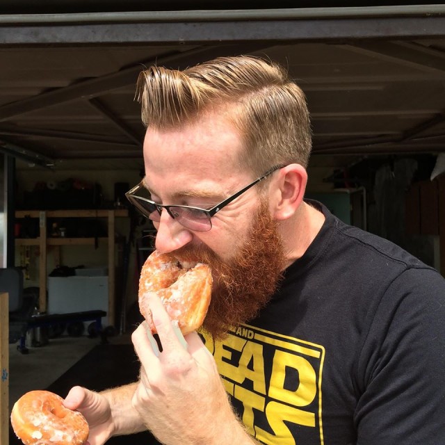 adrian eating doughnuts