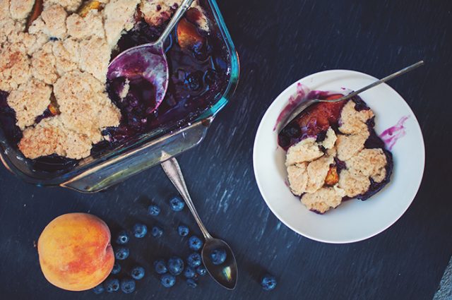 Juicy Peach and Blueberry Cobbler